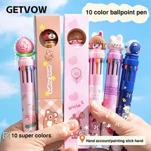 Bút bi GETVOW, 10 màu mực búp bê silicon 10 màu Bút 10 màu, Phim hoạt hình Loại ép Stronauts / Khủng long / Động vật Nhanh khô Chữ ký Bút Quà tặng