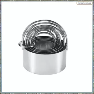 5 Dụng cụ cắt bánh quy có tay cầm - Dụng cụ cắt bánh rán hình tròn bằng thép không gỉ Khuôn nướng bánh quy 5 kích cỡ