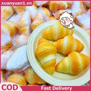 XUAN Croissant Đồ chơi bóp tăng chậm Bánh mì giả mềm Giảm căng thẳng Fidget Squishy Prop cho nhân viên văn phòng Giảm lo âu VN