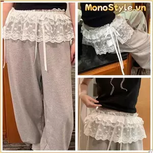 Váy MonoStyle Ren Xù Thêu Hoa, Phối Quần jean Cho Style Y2K