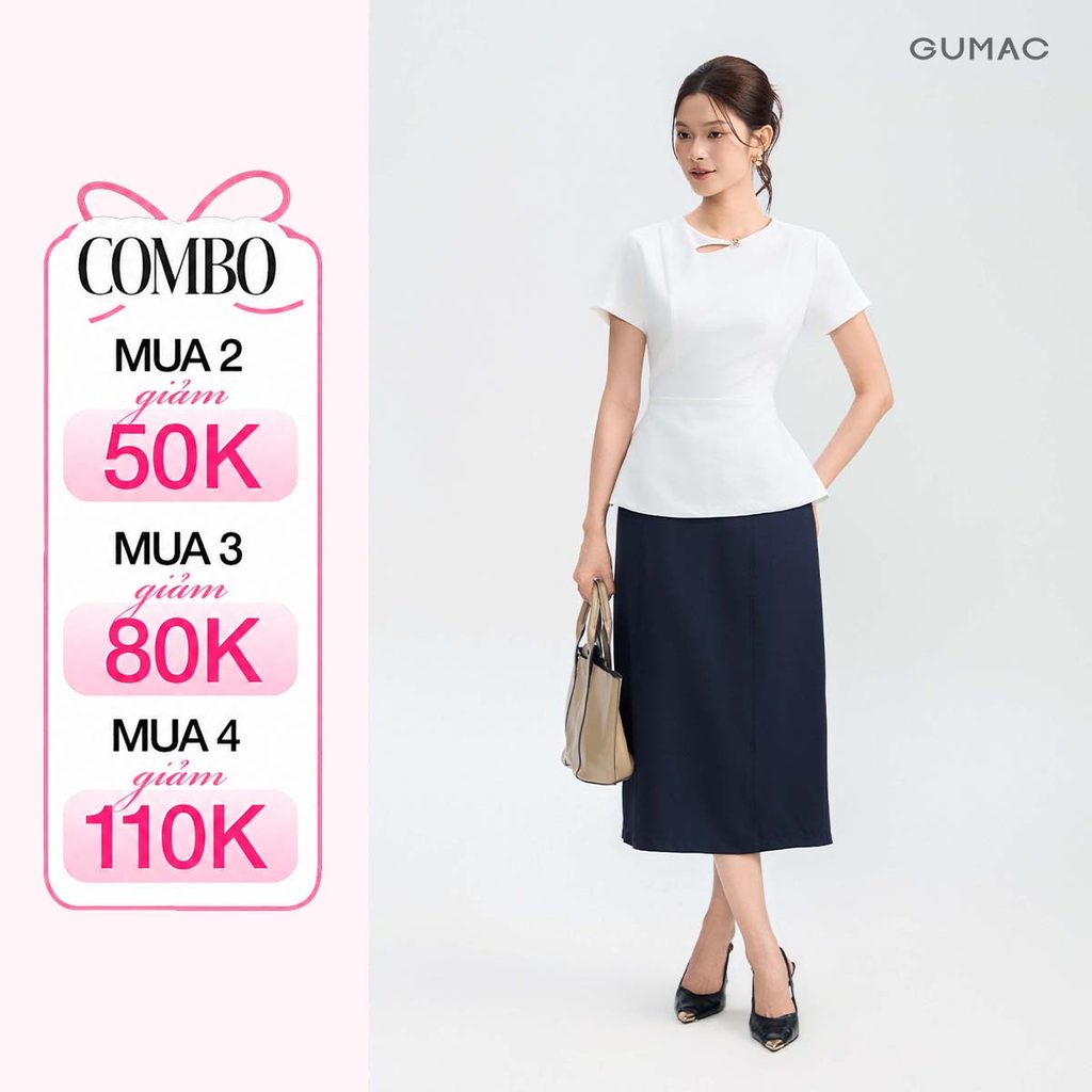 Chân Váy Bút Chì Nữ GUMAC Dáng Suông Phối Diễu Chỉ Dọc 2 Bên Cách Điệu Có Túi Chất Lụa Mềm Mát Tôn Dáng VG05014