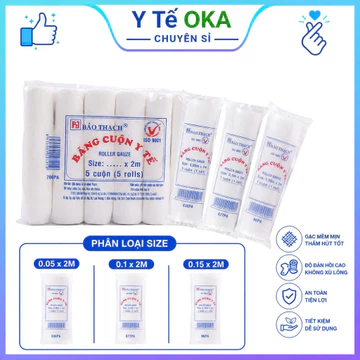 Băng gạc cuộn y tế Bảo Thạch các size thấm hút cao và nhanh (gói 05 cuộn) Y TẾ OKA CHUYÊN SỈ
