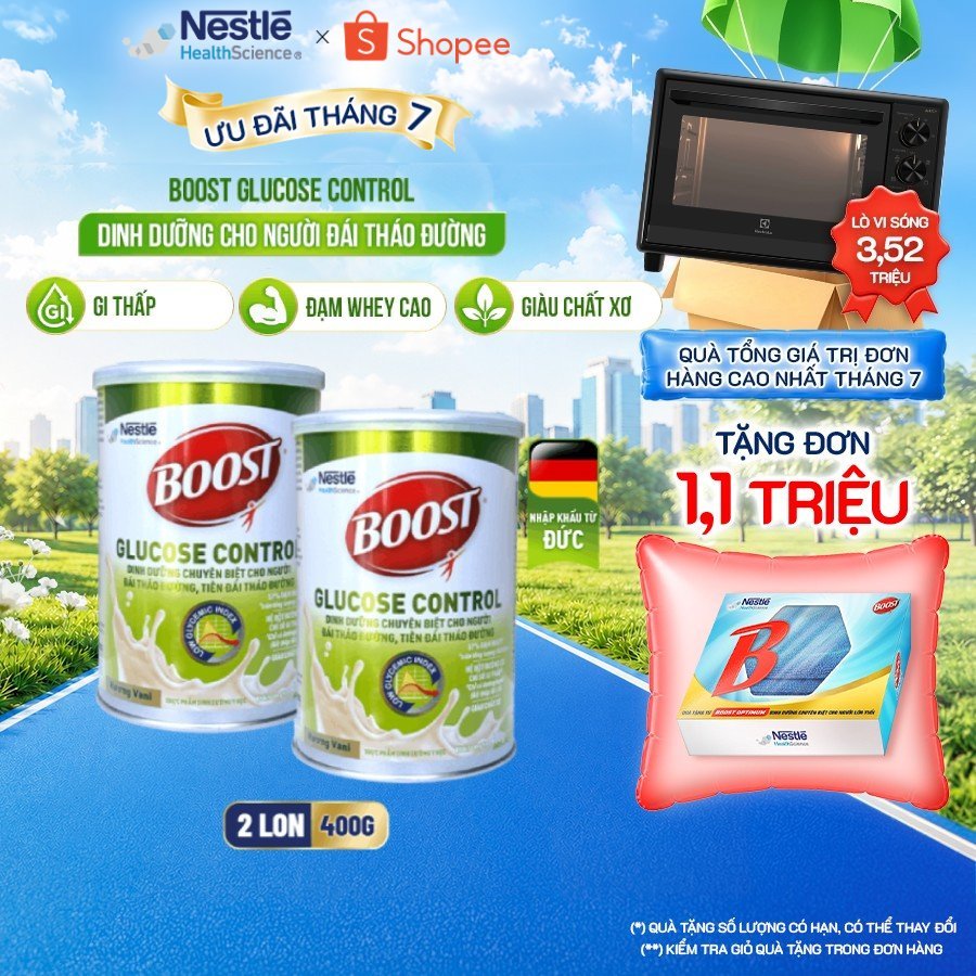 [MỚI] Bộ 2 Sữa Bột NESTLÉ BOOST GLUCOSE CONTROL Đức Bổ Sung Dinh Dưỡng Người Tiểu Đường 400G