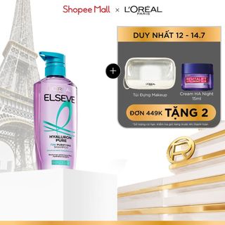 Dầu gội nhẹ bồng mái tóc 72H Elseve HA Pure cho da đầu dầu hoặc Moist cho da đầu khô 620ML