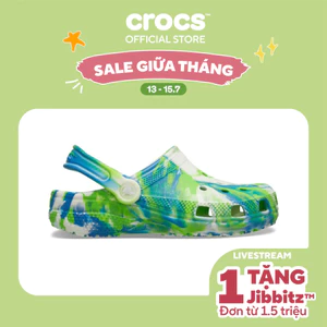 Giày Clog Trẻ Em Crocs Toddler Classic Glow Marbled - Prep Blue - 210720-4TL