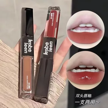Gương Gương + Mờ] Gương Bóng Nước Hai Đầu Son Bóng Matte Matte Lip Mud Học Sinh Làm Trắng Son Môi Thủy Tinh Son Bóng