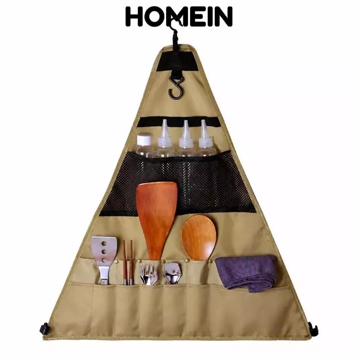 Túi đựng đồ dùng HOMEIN, Túi đựng đồ cắm trại bằng vải 900D, Bộ đồ ăn đa túi hình tam giác di động Cắm trại