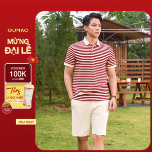 Áo Polo Nam GUMAC Áo Thun Nam Có Cổ Phom Suông Họa Tiết Kẻ Sọc Chất Thun Co Giãn Thời Trang PLNF01012