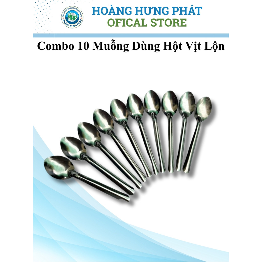 Combo 10 Muỗng Dùng Hột Vịt Lộn,Muỗng Mè Inox 1ly Dài 11cm Ngang 2.3cm-An Toàn Chống rỉ sét