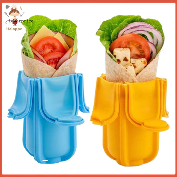[Haloppe] Hộp đựng Taco silicon cấp thực phẩm có khóa lật Hộp đựng Burrito chống rò rỉ cho bữa trưa dã ngoại Hộp đựng thực phẩm di động cho bữa ăn ngoài trời và cấp thực phẩm du lịch
