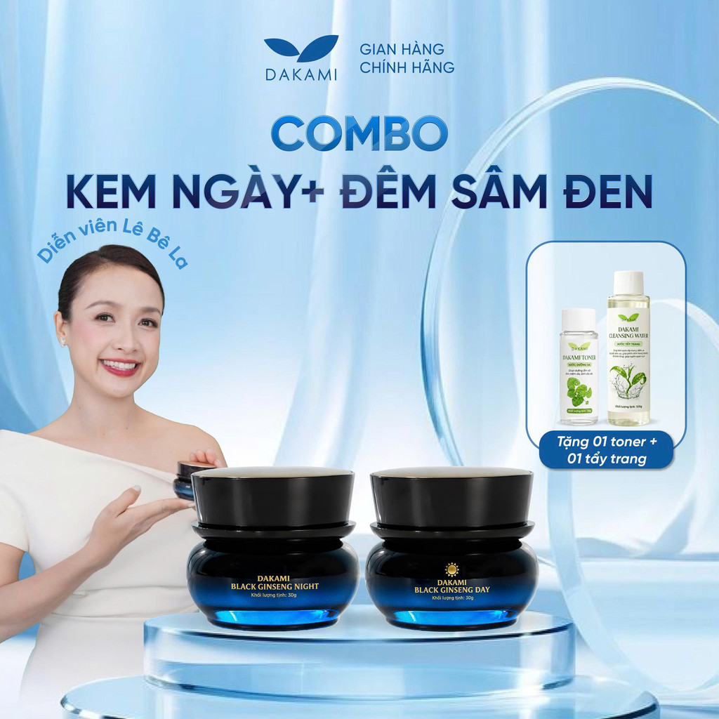 [Mua 2 Tặng 2] Combo Ngày Đêm Kem sâm đen Dakami Black Ginseng - Làm mờ nếp nhăn, ngăn ngừa lão hóa, dưỡng sáng da