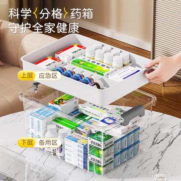 Bán Máy Tính Để Bàn Tiện Lợi Di Động pp Trong Suốt Hộp Thuốc Sơ Cứu Phân Loại Thuốc Hộp Bảo Quản Nhiều Lớp Dung Tích Lớn Hộp Thuốc Trong Suốt Z4QD