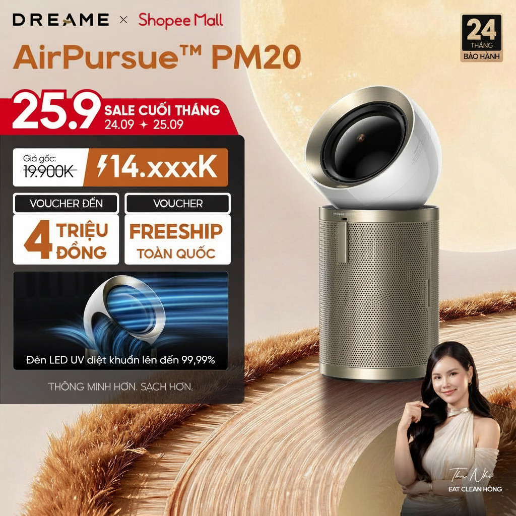 Dreame PM20/PM20 Pro Máy lọc không khí & formaldehyde | Luồng khí điều hoà đến 40℃ | AI nhận diện | BH 24 tháng