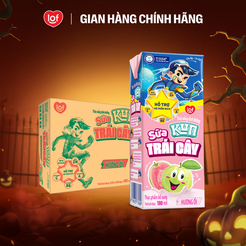 Sữa trái cây Kun vị ổi thùng 48 hộp x 180ml