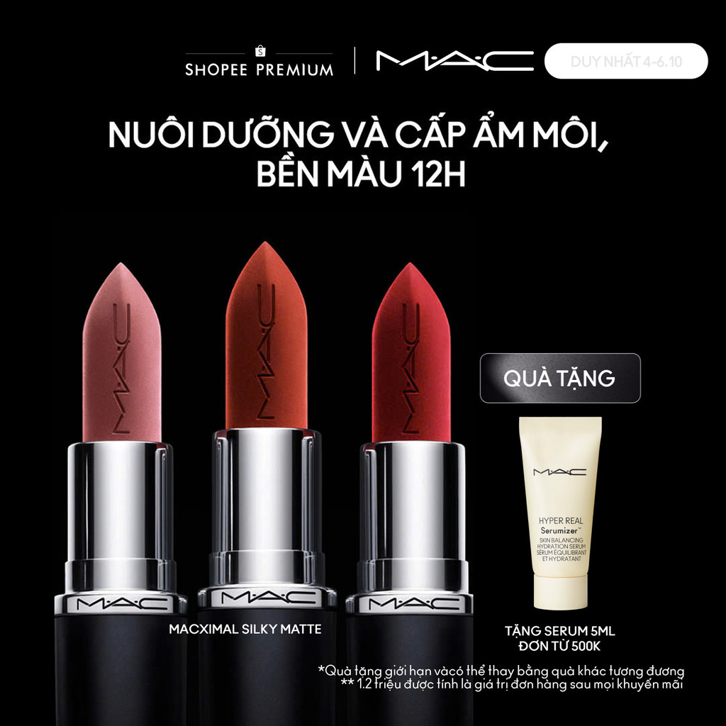 Son thỏi nhung lì MAC MACximal Silky Matte Lipstick | Son thỏi bán chạy, hiệu ứng mịn lì, bền màu suốt 12H