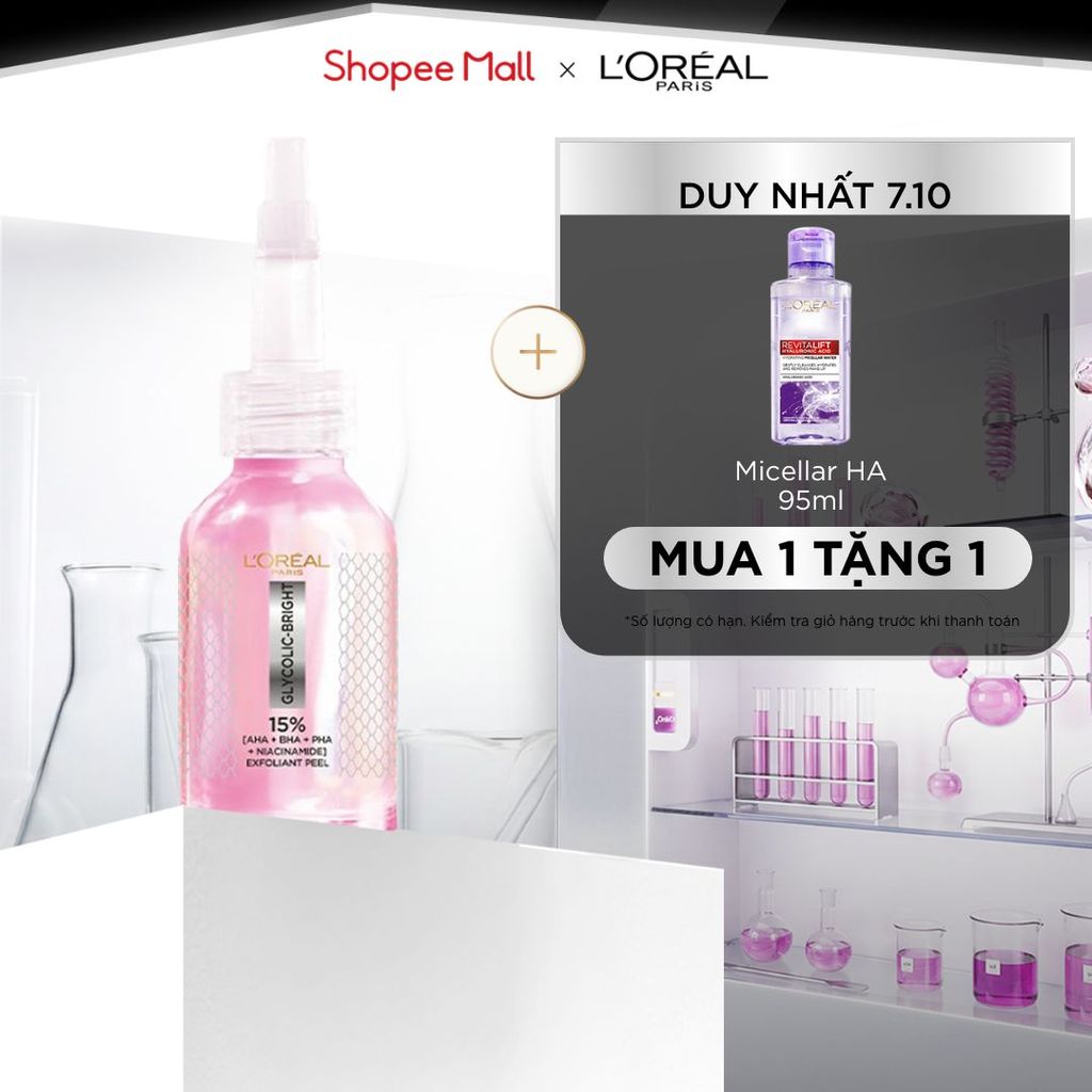 Dưỡng chất làm sạch tế bào da chết Glycolic-bright Anti-dark Spot Exfoliant Peel L’oréal Paris 25ml