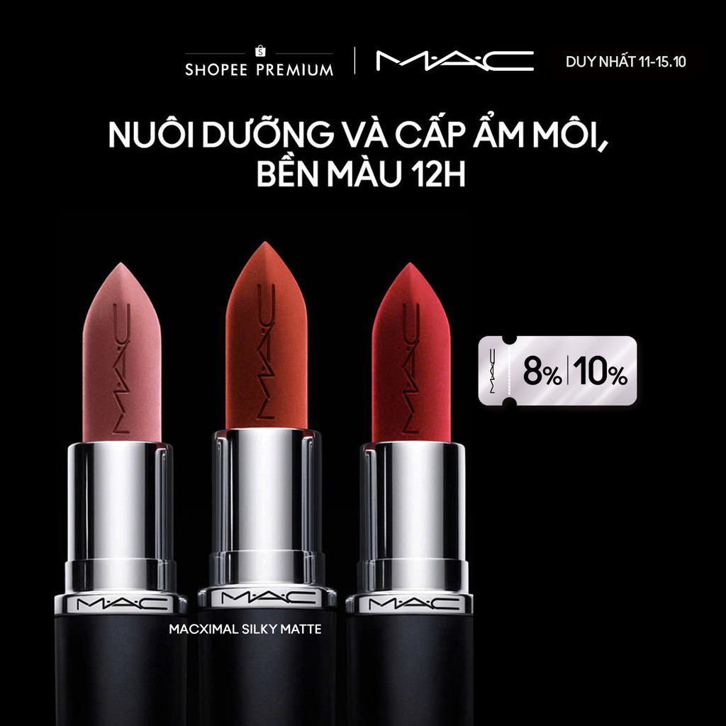 Son thỏi nhung lì MAC MACximal Silky Matte Lipstick | Son thỏi bán chạy, hiệu ứng mịn lì, bền màu suốt 12H