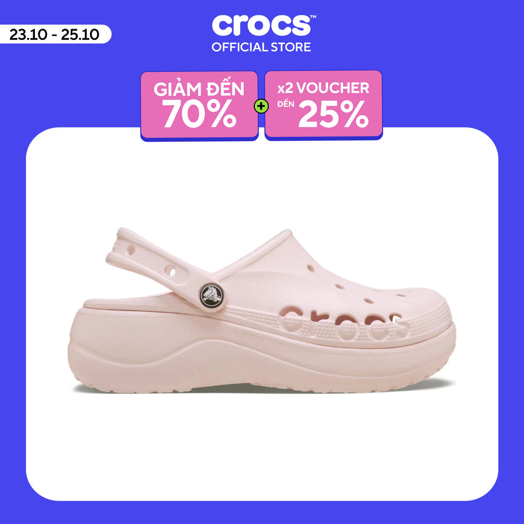 Giày Clog Nữ Crocs Baya Platform - Barely Pink - 208186-6PI