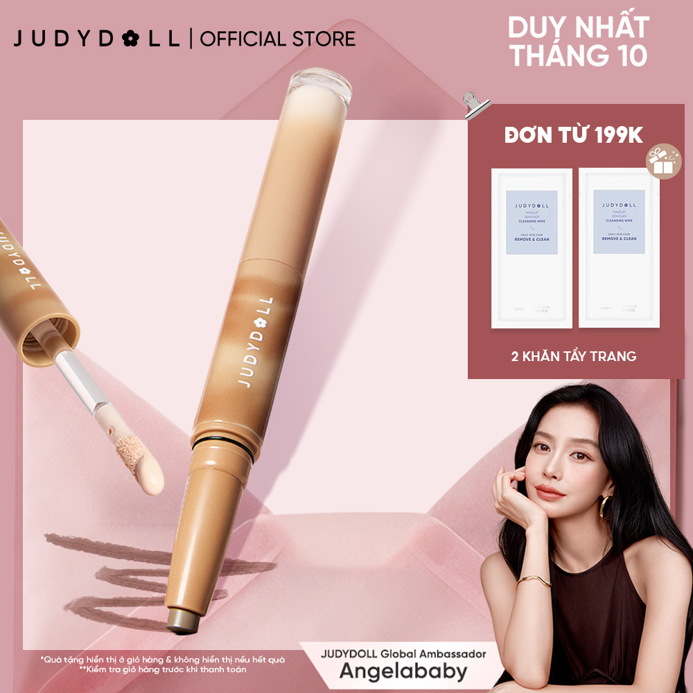 [MỚI] Tạo khối & bắt sáng dạng kem 2 đầu JUDYDOLL Dual End Contour Dễ tán Lâu trôi Chống mốc nền Tự nhiên 1,5ml 90mg