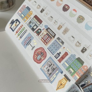 Washi tape viền nhũ gold foil Papier Platz chiết 1M