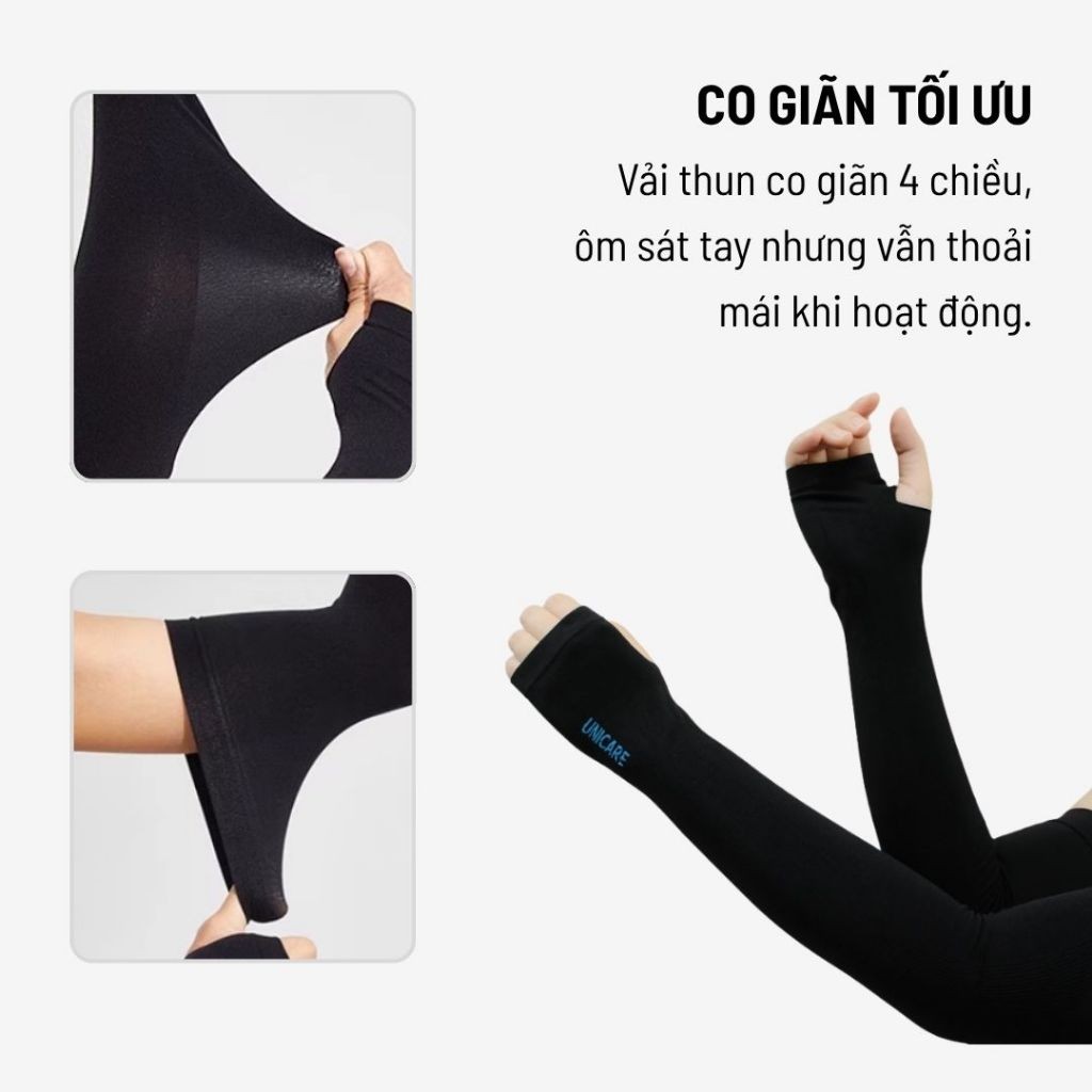 [Set 2 Đôi]  Găng Tay Thể Thao Unicare Chống Nắng Tia UV Unicare Cao Cấp, Găng Tay Xỏ Ngón Chất Thun Lạnh Co Giãn