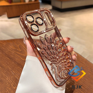 Mới Lấp Lánh Gradient 6D Kim Cương Con Công Ốp Lưng Điện Thoại IPhone 17 Pro Max 17Air 13 14 15 16 Pro Max Vỏ Silicon Mềm Trong Suốt