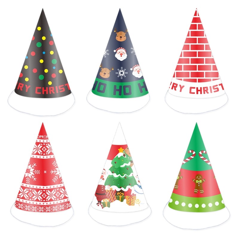 6 Chiếc Tiệc Giáng Sinh Mũ Giấy Tam Giác Nón Đạo Cụ Chụp Ảnh Ông Già Noel Giáng Sinh Trang Trí Nhà