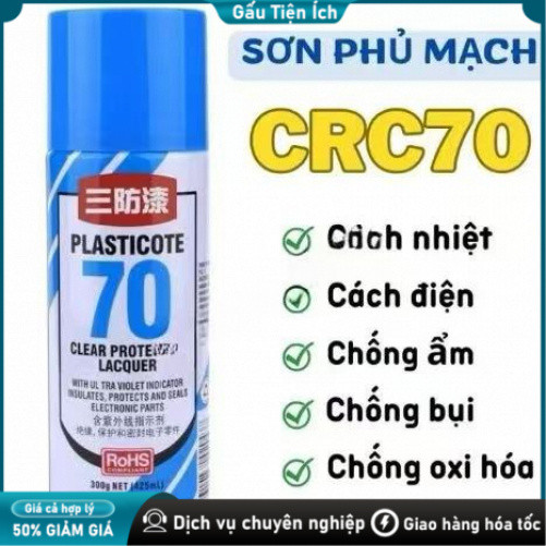 Sơn Xịt CRC70 Bảo Vệ Bo Mạch – Chống Ẩm, Cách Điện, Chống Oxi Hóa, Lọ 450ml