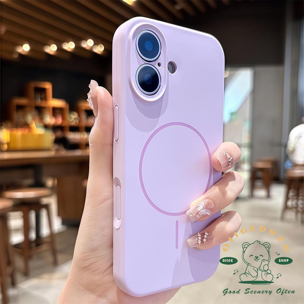 【 Ốp lưng iPhone17 】 Vỏ điện thoại từ tính silica gel lỏng màu cam iphone17 Pro Max 16 cho vỏ iPhone Vỏ mềm silicon TPU chống sốc