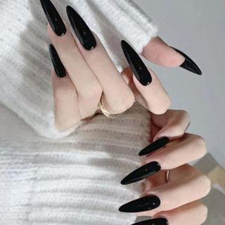 Đầu nhọn màu đen Làm móng tay giả dài chống Chip Móng tay giả chống nhòe cho những người yêu thích làm móng tay và những người làm đẹp