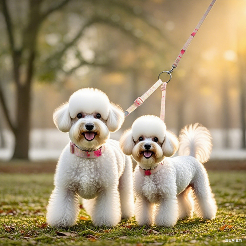HamshMoc Bộ dây xích hai đầu Pet đính kèm Tay cầm thoải mái xoay 360 có thể điều khiển hai thú cưng