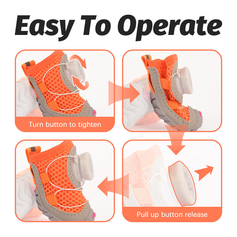 HamshMoc Giày Chó Nhanh Xoay Khóa Bước Grip Đế Thoáng Khí Phản Quang Paw Bảo Vệ 2 Chiếc