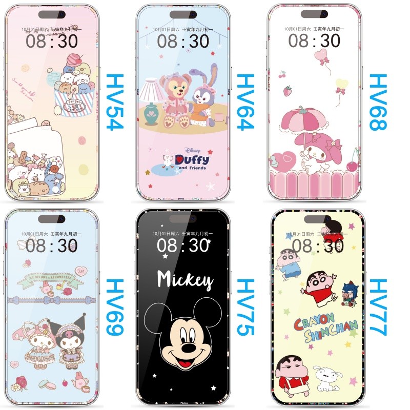 3D dễ thương 9H Phim hoạt hình Bảo vệ màn hình Phim kính cường lực cho iphone x xs xsmax xr 11 12 13 14 15 16 17 Pro max plus