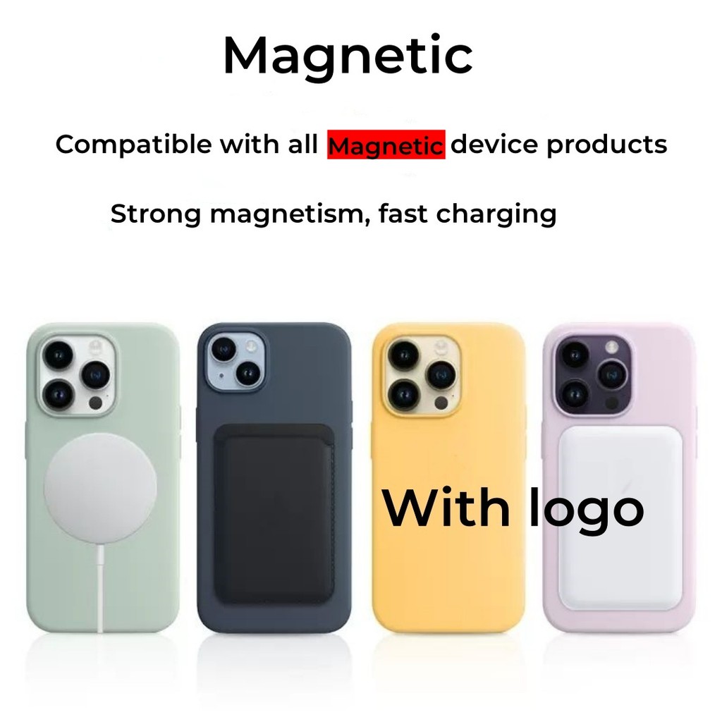 Xanh thông (Chính thức 1: 1) Silicon lỏng từ tính cho iphone 16 / 15 / 14 / 13 / 12 / ProMax / plus / mini Vỏ điện thoại chất lượng cao Hoạt hình bật lên