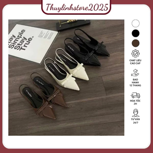 Giày Bệt Nữ Mũi Nhọn Da Mờ Mềm Đế 1cm Phối Nơ Xinh Hàng Cao Cấp SD-0358
