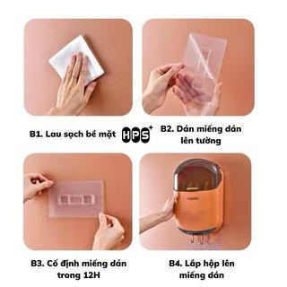 Hộp đựng đũa muỗng có nắp đậy gắn tường HPS, Ống đựng đũa treo tường chống bụi, ngăn côn trùng tích hợp móc treo
