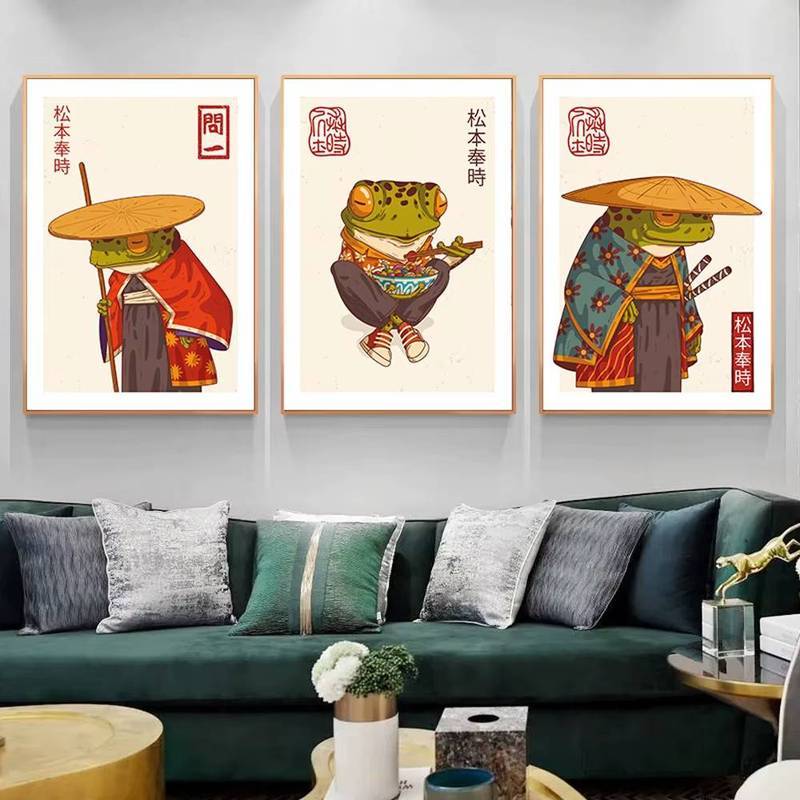 Nhật Bản Samurai Ếch Triển Lãm Động Vật Vintage Poster Không Khung Tranh Canvas Trang Trí Phòng Khách Trang Trí Nhà