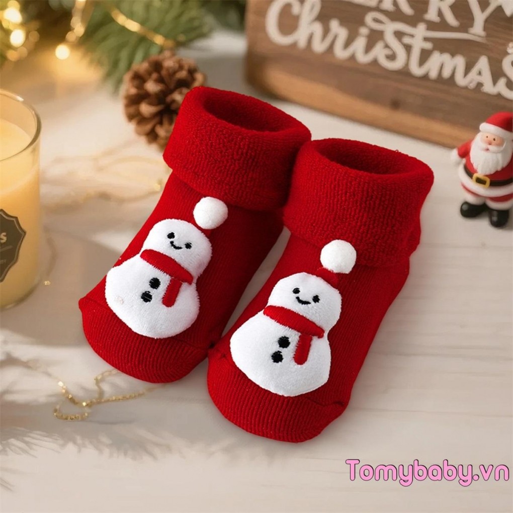Tất Đi Bộ Giáng Sinh Cho Bé Ông Già Noel Dễ Thương / Người Tuyết / Trang Trí Cây Tất Ấm Chống Trơn Trượt