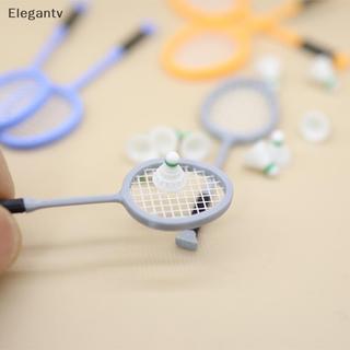 EGN 1 / 12 Nhà Búp Bê Mô Phỏng Vợt Cầu Lông Bộ Búp Bê Thể Thao Cảnh Trang Trí Nhà Búp Bê Giả Vờ Chơi Đồ Chơi N