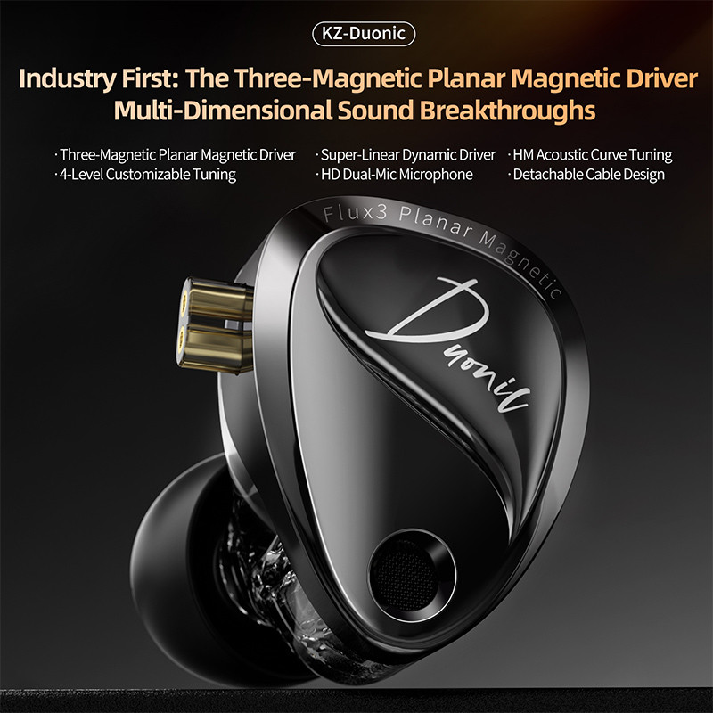 Tai nghe HiFi IN-EAR KZ Duonic với Trình điều khiển phẳng từ tính Super Stroke Three HM Acoustic Tuning Lossless IMEs