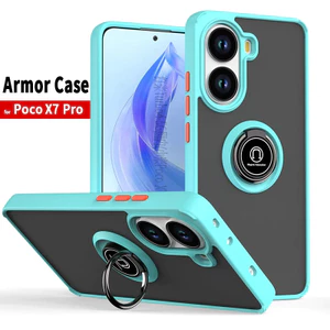 Dành Cho Xiaomi Poco X7 Pro Cứng Matte PC Chống Sốc Ốp điện thoại Cho PocoX7 Pro Pocco Poko Little X7Pro Vòng Giá Đỡ Ô Tô Từ Tính Ốp điện thoại