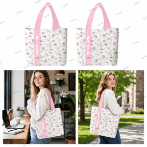 Túi Tote PYCOU, Túi Đeo Vai Vải Nhẹ, In Hoạt Hình Có Thể Tái Sử Dụng Dung Tích Lớn Túi In Thỏ Mua Sắm Trường Quà Tặng