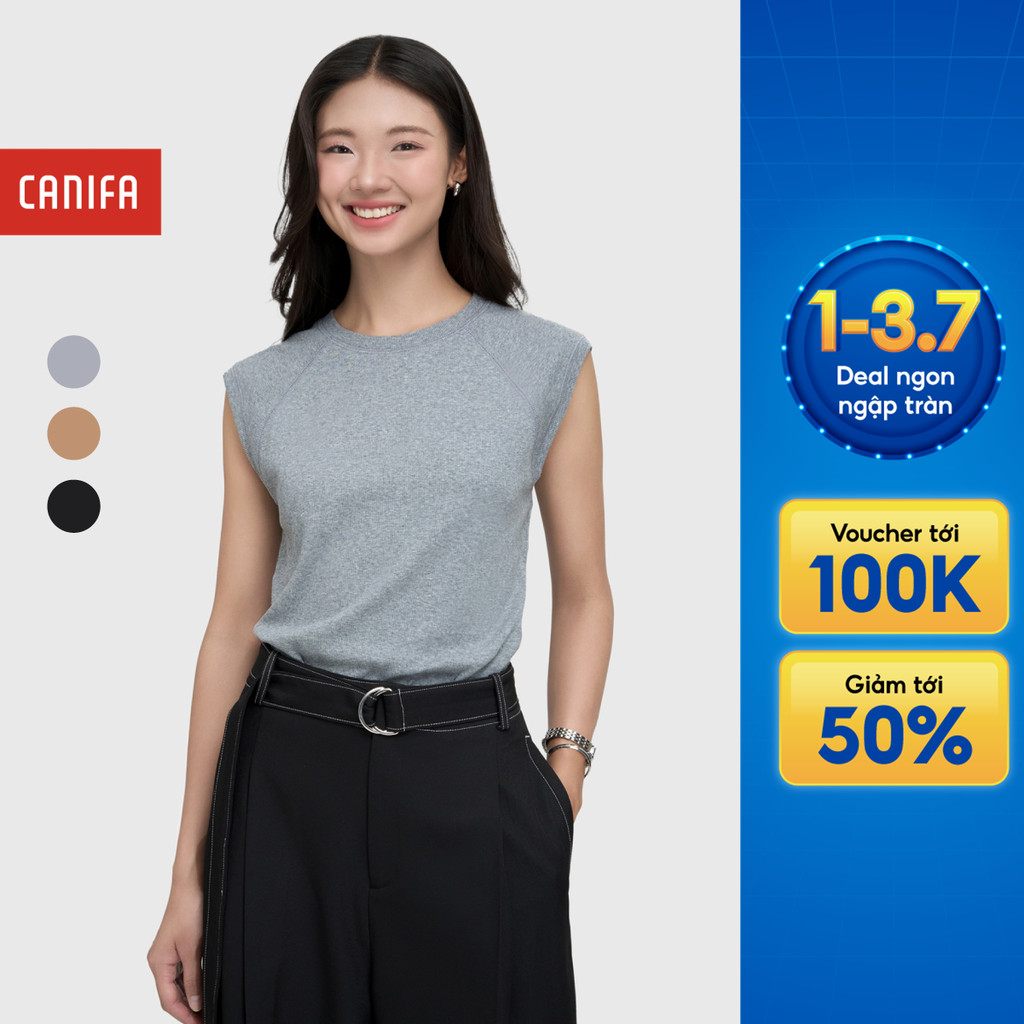 Áo phông nữ CANIFA cổ tròn không tay 6TS25S012