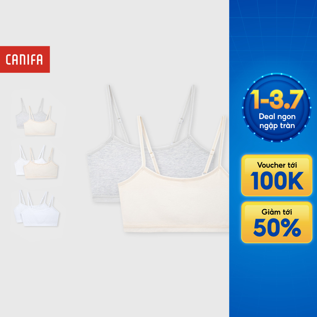 Combo 2 áo lót bé gái CANIFA đạt chuẩn Oeko-Tex co giãn mép áo bo gọn có lót bông PS26 1US26A001