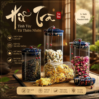 HŨ THỦY TINH ĐỰNG TRÀ, CÀ PHÊ, TRÀ HOA THẢO MỘC NẮP VẢI