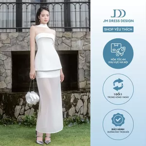 Set đồ Áo quây phối khăn cổ 2T21.2505K + Chân váy dài tơ xuyên thấu 4L04.2505K Set đồ phối layer thanh lịch hiện đại JM
