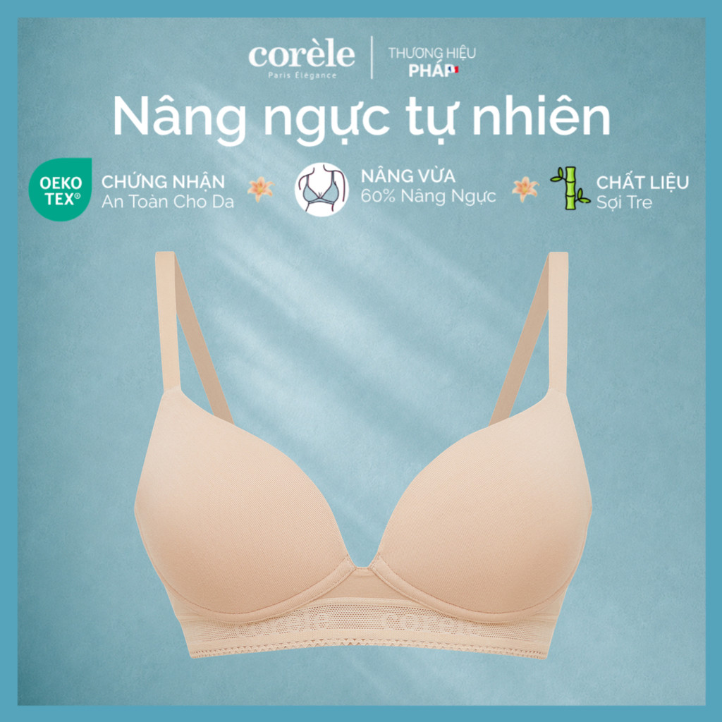 Áo ngực nữ cao cấp nâng vừa không gọng, vải sợi tre bamboo bản lưng chữ U che gọn lưng, chuẩn OEKO-TEX | CORÈLE 31138B