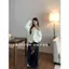 Áo nỉ dây rút vai nghiêng bán chạy dành cho nữ mùa xuân Phong cách mới Thiết kế dài tay Niche Loose Size lớn quây Top Cover