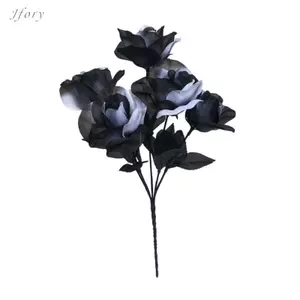 Jfory Halloween Trang Trí Hoa Hồng Nhân Tạo Lụa Đen Để Sắp Xếp Bàn Nhà Trung Tâm Trang Trí Đám Cưới