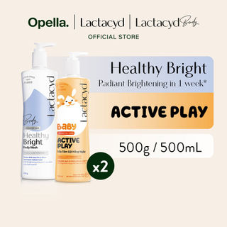 Bộ 1 Sữa tắm Lactacyd Healthy Bright làm đều màu da + 1 Sữa Tắm Gội Trẻ em Lactacyd Baby Active Play 500ml